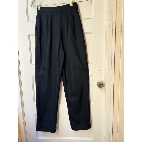 J Crew sz 6 High Rise Italian Merino Wool Black Pleated Front Slacks Dress Pants - Picture 2 of 12